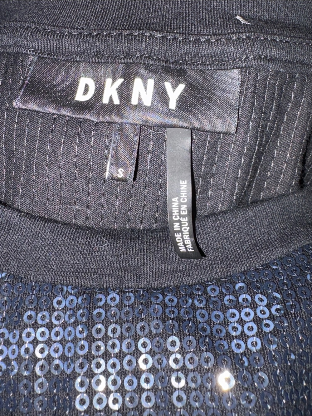 DKNY Black Sequin-Front Women’s Crewneck